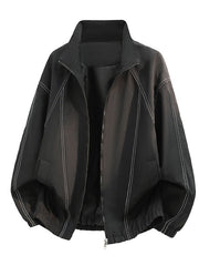 Herren Oversize-Leichtblouson mit Stehkragen und elastischem Saum – Schwarz
