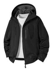 Herren Technische Softshell-Hoodiejacke mit wasserabweisender Membran und Mesh-Futter Nord Taschen – Tiefschwarz