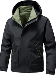 Herren Langarm-Hoodie-Jacke mit Taschen – Schwarz
