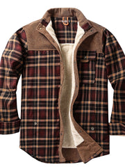 Herren Hemdjacke mit Karomuster und Taschen – Kaffee