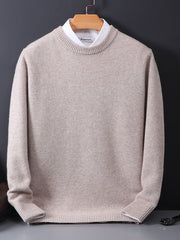 Klassischer Rundhals Pullover für Herren – Eleganter Strickpullover für Alltag & Büro – Kamel
