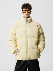 Herren Kurz geschnittene Oversize Steppjacke mit hohem Kragen Nord Taschen – Gänsegelb