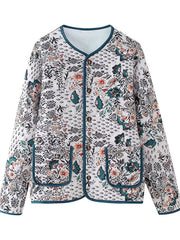 Damen Langarm Rundhalsjacke mit Taschen – Gemustert