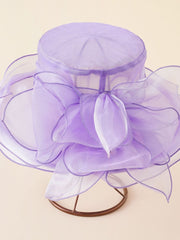 Damen Tüllhut mit großem Blumenmotiv – Violett