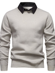 Herren Feinstrickpullover Mit Modernem Kragen – Stilvoller Freizeit Pullover – Beige
