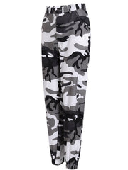 Damen Cargo-Jogginghose mit Camouflage-Muster und elastischen Bündchen Nord Taschen – Grau