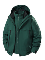 Herren multifunktionale Wasserfeste Softshell-Regenjacke mit abnehmbarer Fleece-Innenjacke Nord Taschen – Jadegrün (Fleece 3‑in‑1)