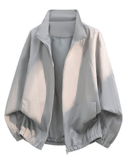 Herren Oversize-Leichtblouson mit Stehkragen und elastischem Saum – Hellgrau