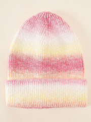 Damen Strickmütze mit Farbverlauf und umschlagbarem Rand – Rosa