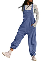 Damen Lässiger Jumpsuit mit praktischen Taschen und elastischem Saum Nord Taschen – Blau