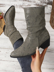 Damen Slouch-Stiefeletten mit Blockabsatz und pflegeleichtem Material – Grau