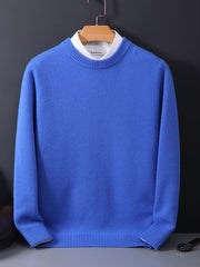 Klassischer Rundhals Pullover für Herren – Eleganter Strickpullover für Alltag & Büro – Königsblau