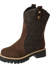 Damen Winterstiefel mit Fleece und robuster Gummisohle – Braun