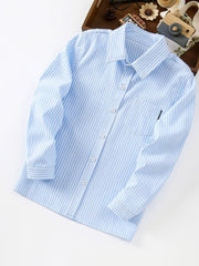 Damen Elegante gestreifte Bluse Drune – Himmelblau