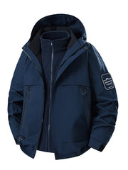 Herren multifunktionale Wasserfeste Softshell-Regenjacke mit abnehmbarer Fleece-Innenjacke Nord Taschen – Marineblau (Fleece 3-in-1)