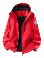 Herren Wasserdichte Softshell-Jacke mit Kapuze und atmungsaktiver Membran Nord Taschen – Knallrot (Einzeljacke)