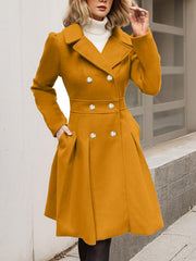 Damen Langarm-Mantel Longline mit Taschen – Gelb