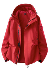 Herren wasserdichte Outdoorjacke mit abnehmbarer Fleece-Innenjacke Nord Taschen – Einzeljacke – Leuchtendrot