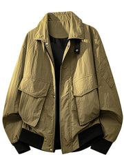 Herren Field-Bomberjacke mit Pattentaschen und Rippbündchen – Khaki