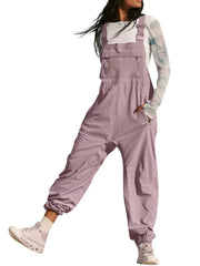 Damen Lässiger Jumpsuit mit praktischen Taschen und elastischem Saum Nord Taschen – Hautrot