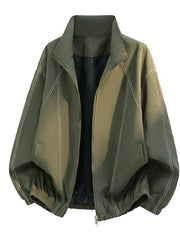 Herren Oversize-Leichtblouson mit Stehkragen und elastischem Saum – Olivgrün