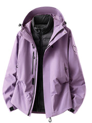 Herren wasserdichte Outdoorjacke mit abnehmbarer Fleece-Innenjacke Nord Taschen – Daunenfutter - Wachsapfel-Violett