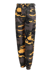 Damen Cargo-Jogginghose mit Camouflage-Muster und elastischen Bündchen Nord Taschen – Gelb