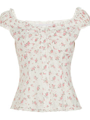 Damen Blusenshirt mit floralem Design und Rüschendetails Drune – Weiß