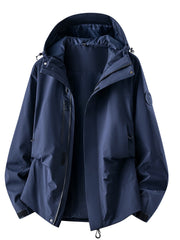 Herren wasserdichte Outdoorjacke mit abnehmbarer Fleece-Innenjacke Nord Taschen – Einzeljacke - Marineblau