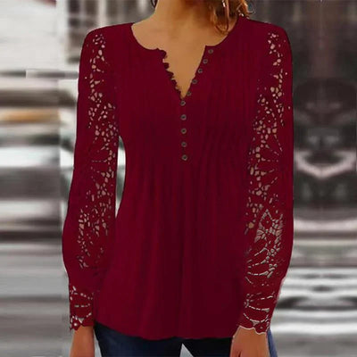 Nymira – Elegante Spitzenbluse mit V-Ausschnitt