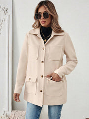 Damen Utility-Jacke mit praktischen Taschen – Aprikosenfarbe