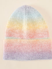 Damen Strickmütze mit Farbverlauf und umschlagbarem Rand – Regenbogen