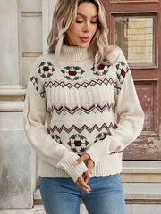 Damen Langarm Rollkragenpullover – Cremeweiß