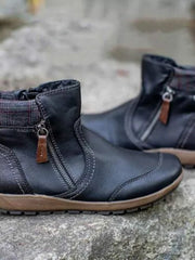 Damen nan lederoptik gefütterte Stiefelette mit seitlichem Reißverschluss und rutschfester Laufsohle Drune – Schwarz