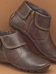Damen nan knöchelhohe Lederoptik-Stiefelette mit umlegbarer Manschette und seitlichem Reißverschluss Drune – Hellbraun