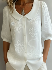 Elina | Stilvolle Soft Touch Bluse für Damen – Weiß