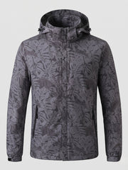 Damen leichte wasserabweisende Kapuzenjacke mit floralem Blätterdruck und verstellbarer Kapuze Nord Taschen – Damen Maple Schwarz