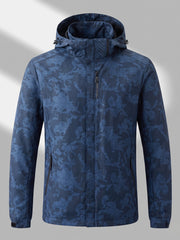 Damen leichte wasserabweisende Kapuzenjacke mit floralem Blätterdruck und verstellbarer Kapuze Nord Taschen – Fußball-Check-Tarnung (Herren) Dunkelblau