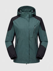 Damen Leichte Wasserdichte Outdoorjacke mit Kapuze Atmungsaktive Membran und Versteckten Reißverschlüssen Nord Taschen – Herren Dunkelgrün (einlagig)