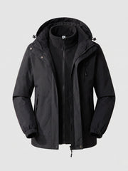 Damen wasserdichte zweilagige Outdoor-Jacke mit Kapuze, atmungsaktive Membran und verstellbarem Saum Nord Taschen – Frauen - Schwarz (Einzigartiges Stück)