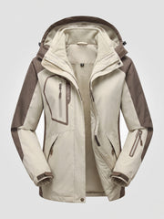 Damen Zweiteiler Outdoor-Jacke mit abnehmbarer Fleece-Innenjacke und wasserdichter Membran Nord Taschen – Frauen Elfenbeinweiß