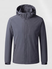 Herren Atmungsaktive Softshell Funktionsjacke mit Verstaubarem Kapuze und Klettverschluss-Manschetten Nord Taschen – Grau – Herren