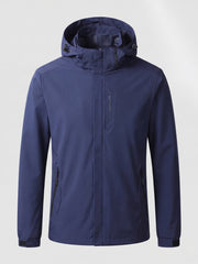 Herren Atmungsaktive Softshell Funktionsjacke mit Verstaubarem Kapuze und Klettverschluss-Manschetten Nord Taschen – Marineblau Herren