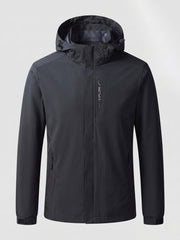 Herren Atmungsaktive Softshell Funktionsjacke mit Verstaubarem Kapuze und Klettverschluss-Manschetten Nord Taschen – Schwarz - Männer