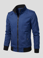 Herren Kurzjacke mit Teddyfutter, Reißverschluss und Schulterklappen Nord Taschen – Tint Blau, ungefüttert