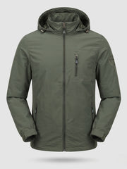 Herren Leichte Atmungsaktive Kapuzenjacke für den Outdoor-Bereich mit Brusttasche und Unsichtbarem Reißverschluss Nord Taschen – 878 Armeegrün