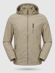 Herren Leichte Atmungsaktive Kapuzenjacke für den Outdoor-Bereich mit Brusttasche und Unsichtbarem Reißverschluss Nord Taschen – 878 Khaki
