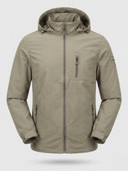 Herren Leichte Atmungsaktive Kapuzenjacke für den Outdoor-Bereich mit Brusttasche und Unsichtbarem Reißverschluss Nord Taschen – Khaki