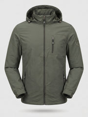 Herren Leichte Atmungsaktive Kapuzenjacke für den Outdoor-Bereich mit Brusttasche und Unsichtbarem Reißverschluss Nord Taschen – Olivgrün