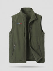 Herren Leichtgewichts Utility Weste mit Reißverschlusstaschen und Stehkragen Nord Taschen – 1906 Olivgrün